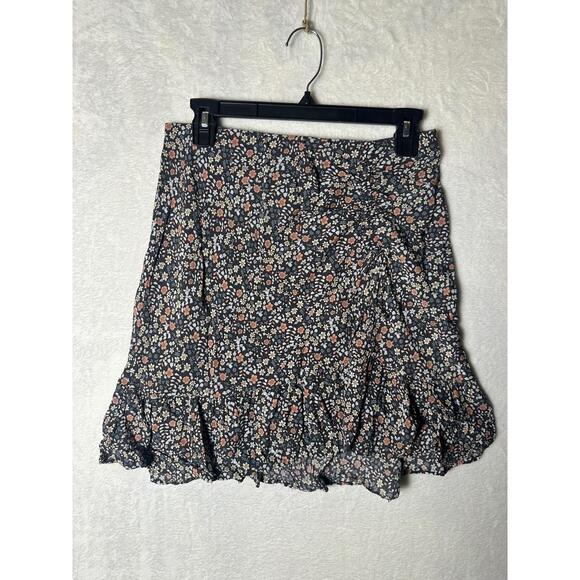 Rails Lara Black Vintage Floral Ruffle Hem Drawstring‎ Mini Size Medium - Picture 1 of 7